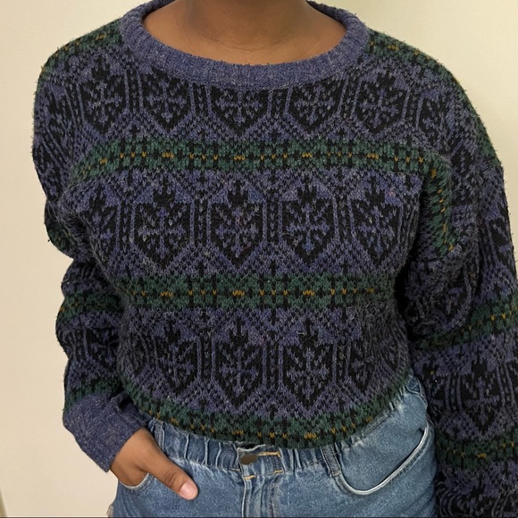 Blue Cropped Sweater - Picture 2 of 2